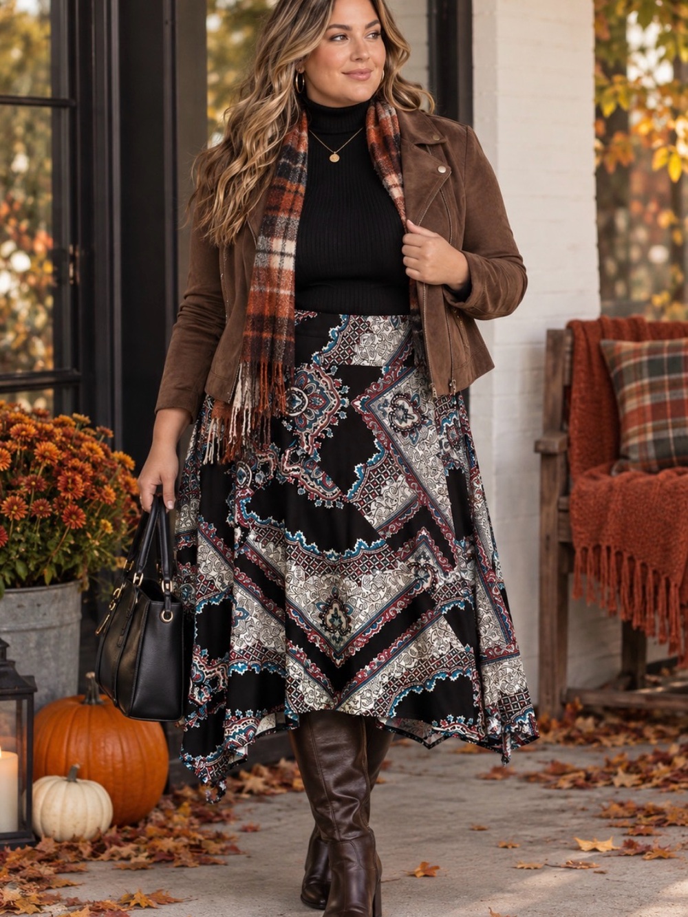 GNW Boho Paisley Handkerchief Midi Skirt Boho Chic Retro Y2k Festival Size XL
